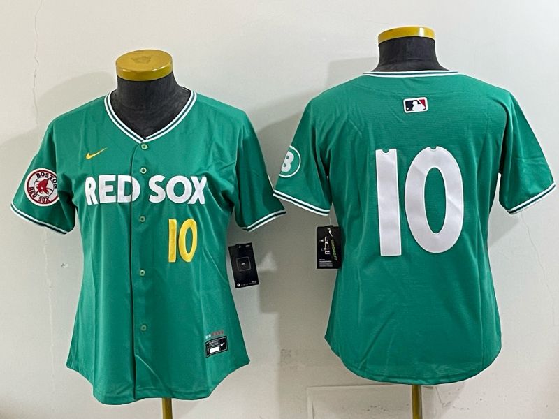 Women 2025 Boston Red Sox #10 No Name Drak Green Joint Name Nike MLB Jersey 04